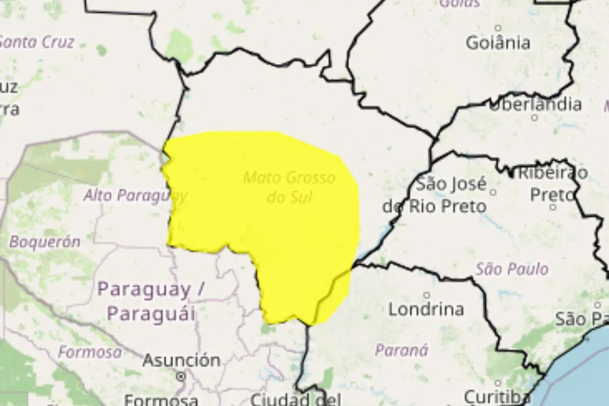 MS tem 63 cidades em alerta para vendaval com ventos de até 60 km/h; veja onde