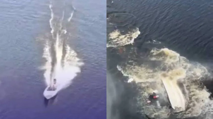 VIDEO VIRAL: Aparatoso volcamiento de lancha en el rally «Nuestros Ríos son Navegables» en Bolívar dejó dos heridos