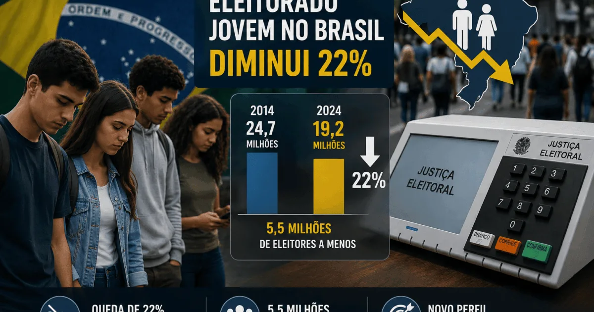 Eleitorado jovem no Brasil diminui 22% e muda perfil das urnas