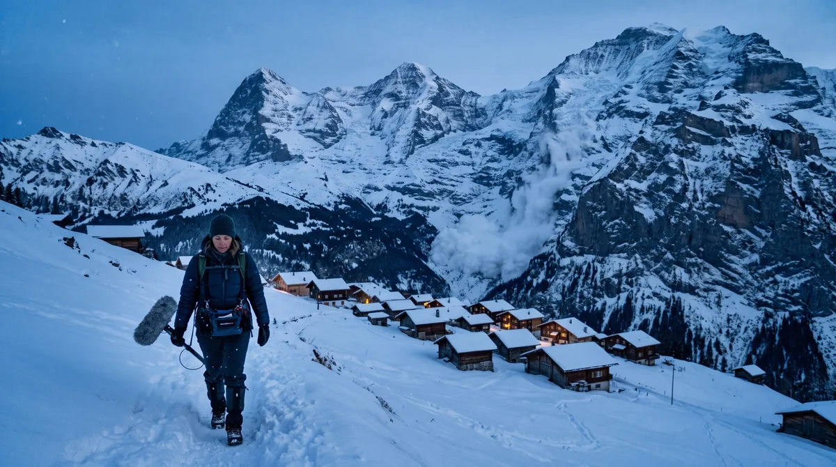 Professor se muda para uma vila quase deserta nos Alpes e passa o inverno registrando os sons de avalanches que descem pela montanha durante a madrugada