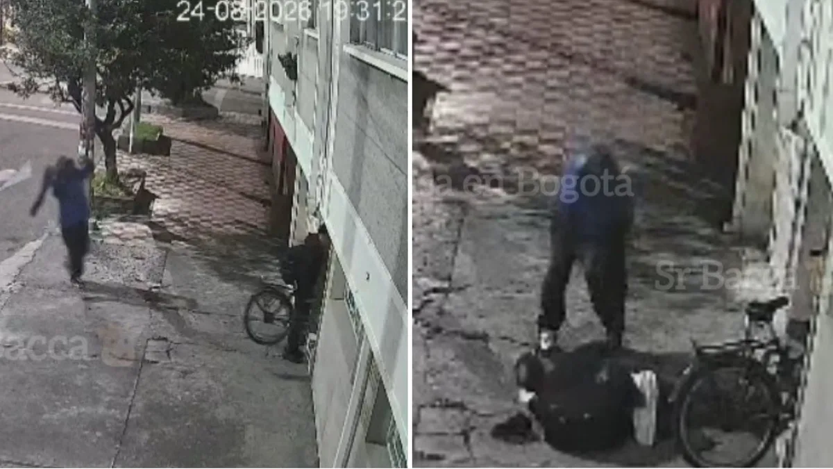 Impresionante ataque quedó en video: un habitante de calle golpeó a un hombre con un bate para robarle la bicicleta en Bogotá