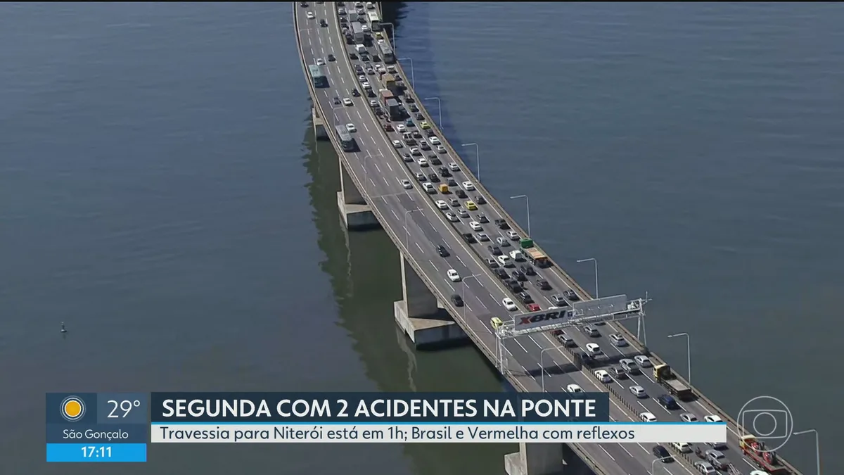 Acidente na Ponte Rio-Niterói causa retenções em vias de acesso