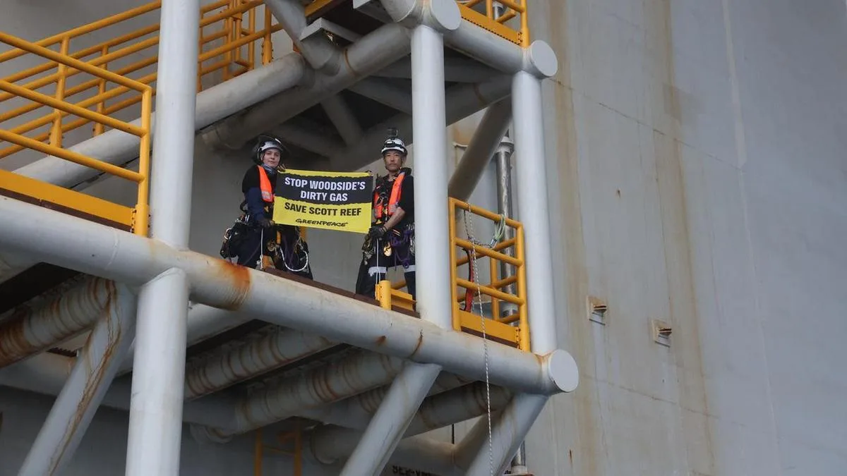 Activists occupy Woodside's floating gas platform
