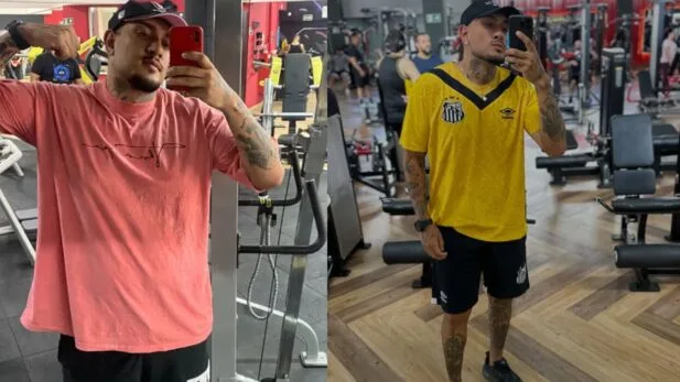 MC Binn celebra ao descobrir o peso atual e define nova meta; veja antes e depois MC Binn celebra ao descobrir novo peso após perder cerca de 50 kg: “Chegamos nos 2 dígitos” (Foto: Reprodução/ Instagram)