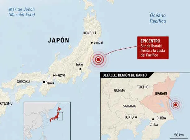 Un terremoto de magnitud 5,9 sacude el este de Japón y deja al menos cinco heridos