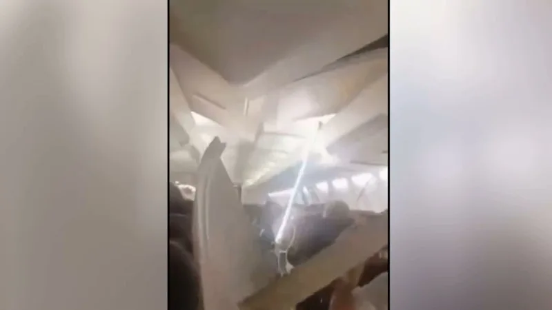 Plane's ceiling caves in during Iranian flight