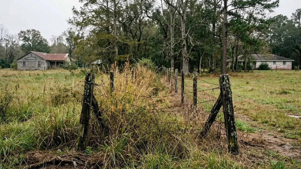 A 70-foot land dispute turned ugly as Louisiana neighbours traded signs, lights and a dead cow