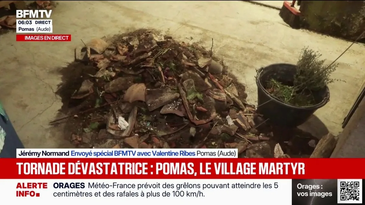 Tornade dans l'Aude: "En 92 ans, c'est la première fois que je vois une bataille pareille", confie une habitante de Pomas