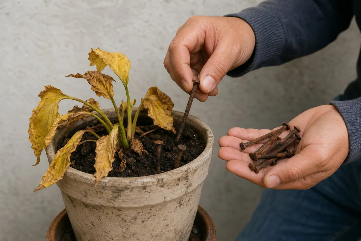Clavar tres clavos oxidados en la maceta de tus plantas: ¿Los expertos en jardinería sugieren hacerlo?