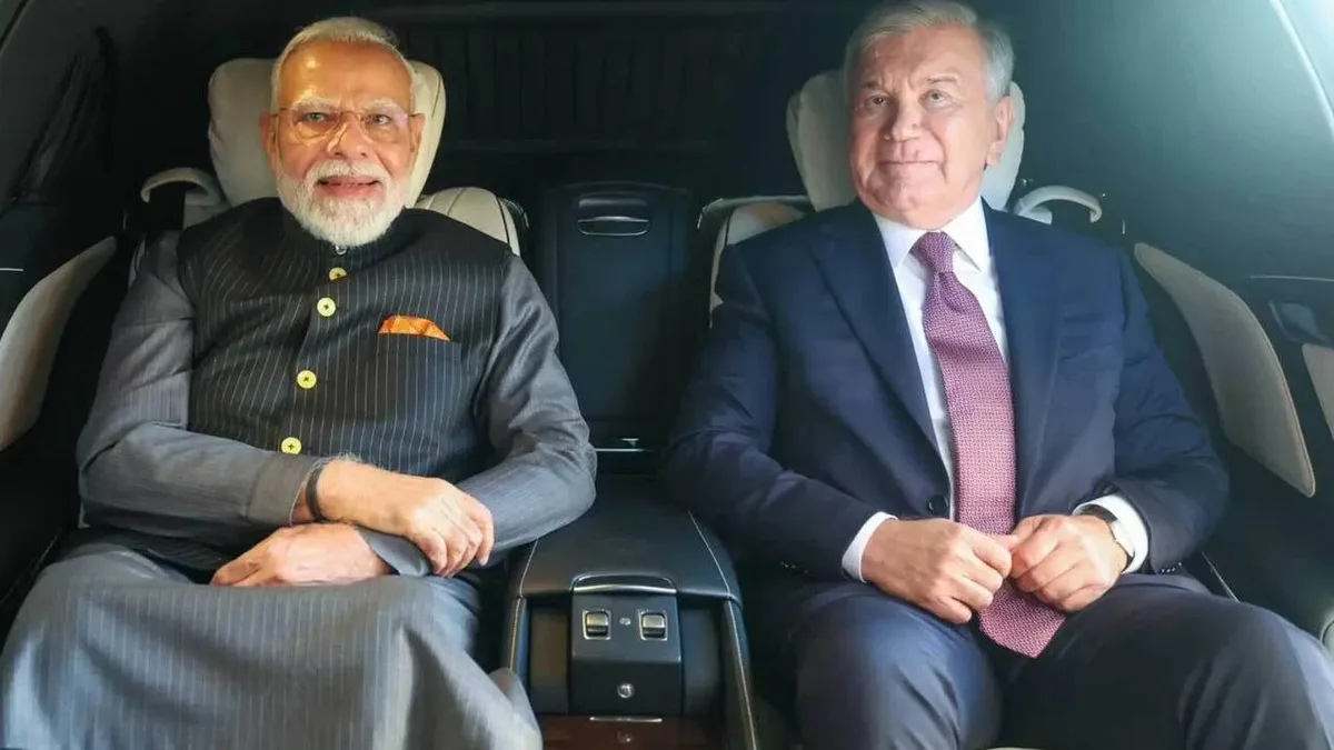 PM Modi received by Uzbek President Mirziyoyev in Tashkent, leaders share car ride