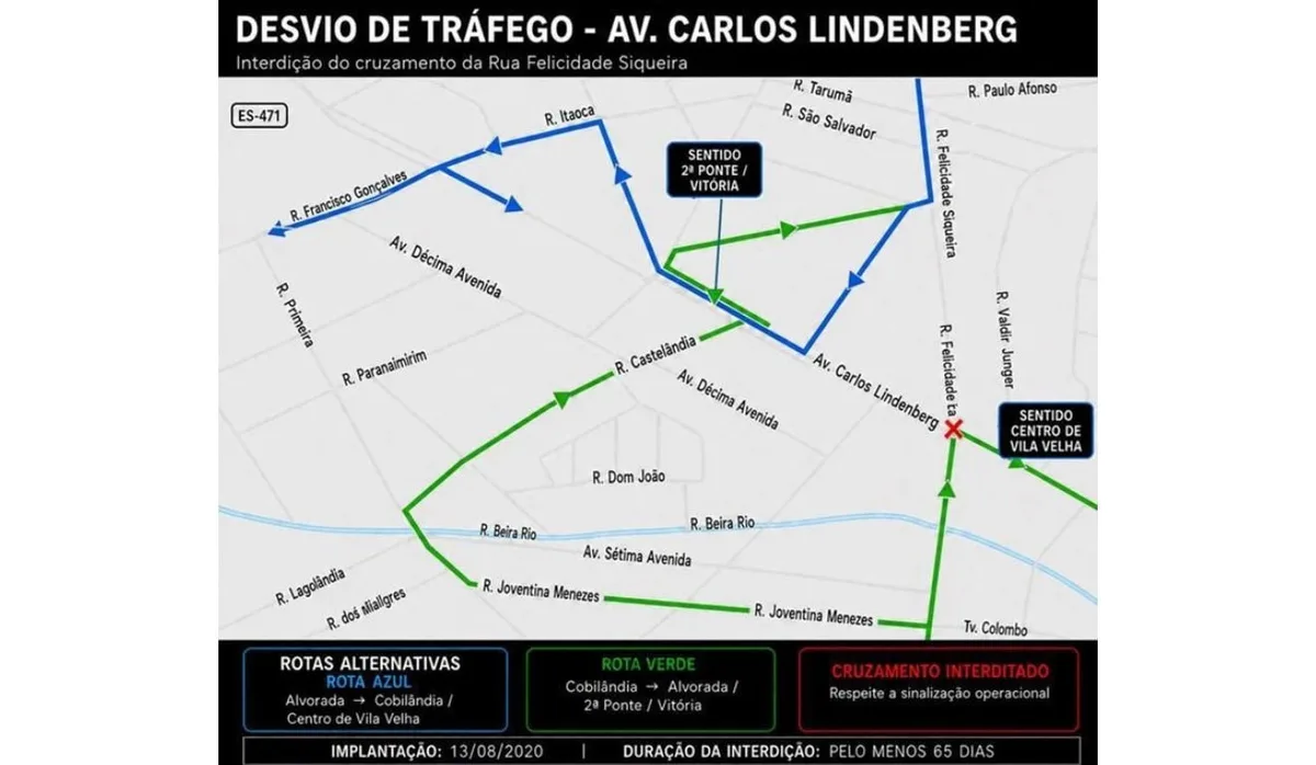 Obras na Lindenberg: cruzamento será fechado por dois meses e desvio será feito dentro de bairros