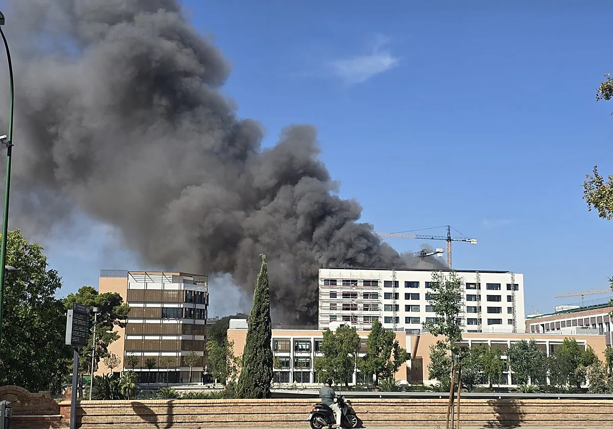 Incendio y explosiones en el hotel de Altadis en Los Remedios