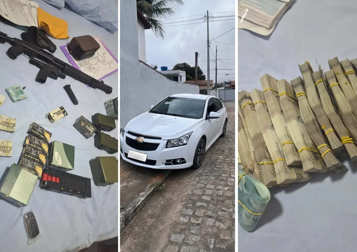Polícia apreende quase R$ 300 mil em dinheiro e armas em investigação de fraude contra supermercado na BA