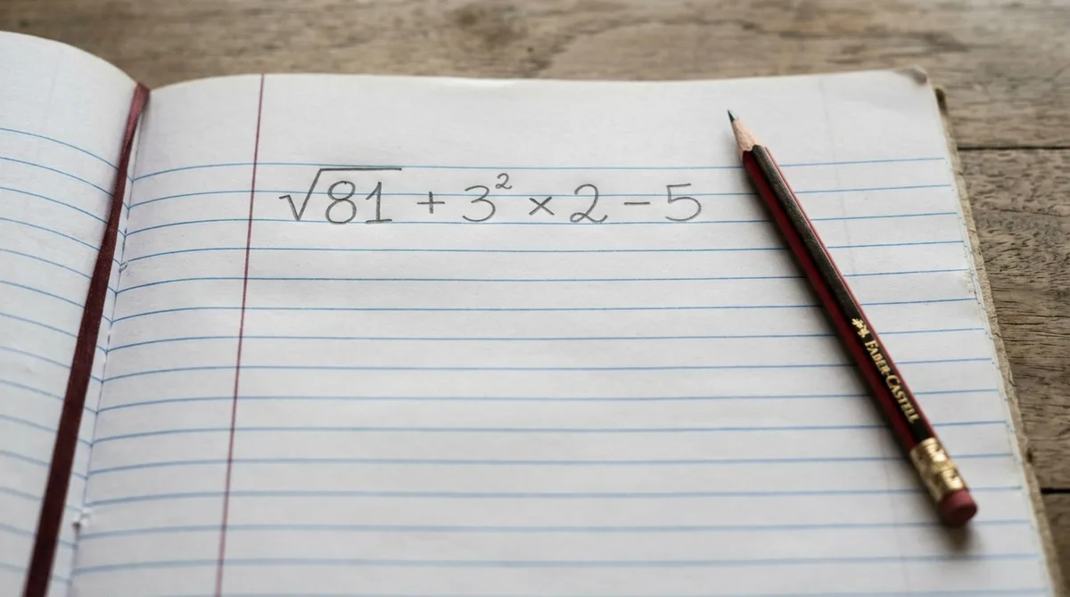 Quanto vale √81 + 3² × 2 − 5? Apenas quem respeita a ordem das operações acerta de primeira