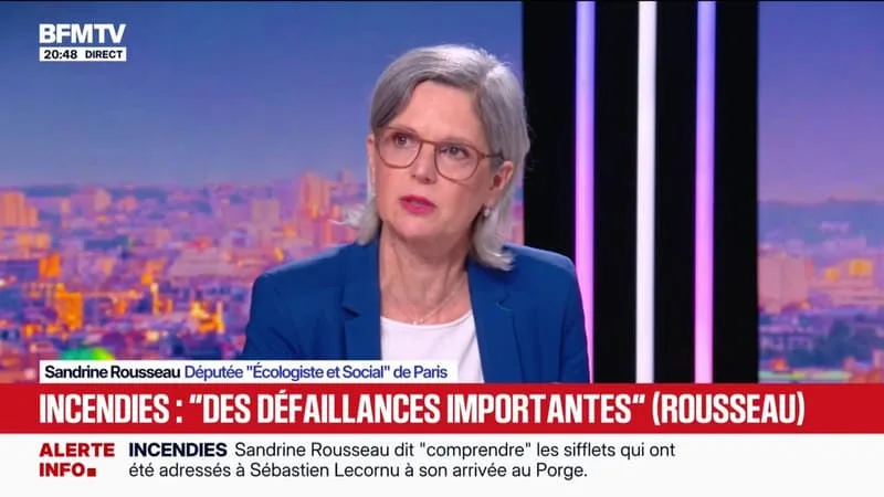 Incendies: "Ne pas anticiper le réchauffement climatique et les événements extrêmes coûte beaucoup plus cher que de les anticiper", affirme Sandrine Rousseau, députée "Écologiste et Social" de Paris