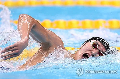[아시안게임] 남자 계영 400ｍ, 예선 4위로 결승행…김우민 1번 영자로 역영