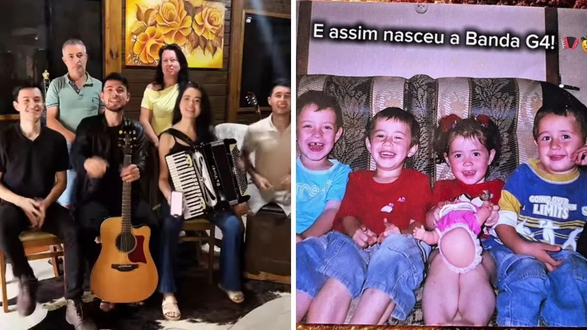 Quatro irmãos gêmeos formam banda em SC e início de tudo foi oração da mãe: ‘Deus tornou realidade’