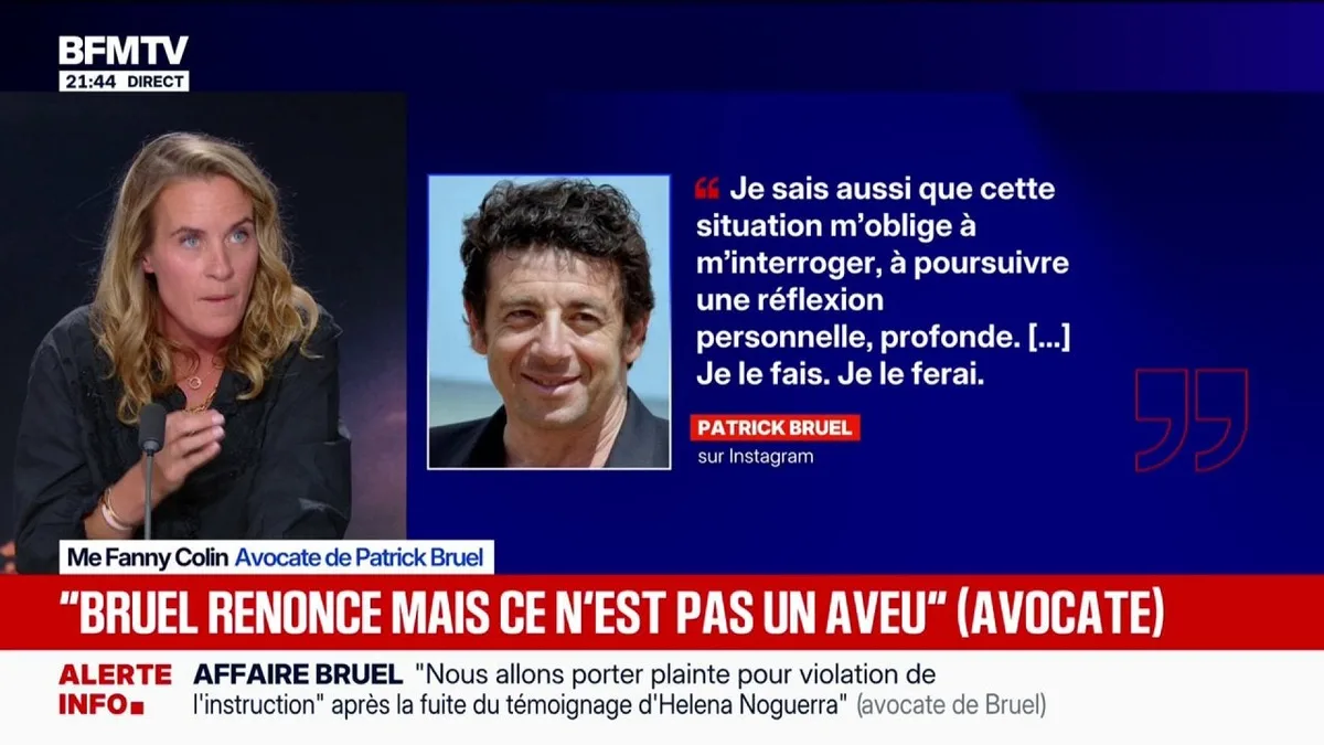 Annulation de la tournée de Patrick Bruel: "En aucun cas, la renonciation de ces concerts est un aveu", déclare Maître Fanny Colin, avocate de Patrick Bruel