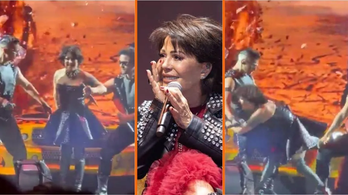 Momento en que Alejandra Guzmán se lesiona la cadera durante concierto en Veracruz | VIDEO