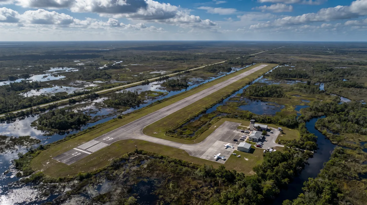 A Flórida iniciou a construção do que deveria se tornar o maior aeroporto do mundo, em uma área de 62km quadrados