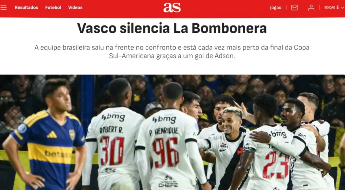 Jornal espanhol exalta vitória do Vasco sobre Boca Juniors: "Silencia a Bombonera"