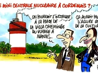 Dans l’œil du dessinateur Frap. Une mini-centrale nucléaire à Cordemais ?