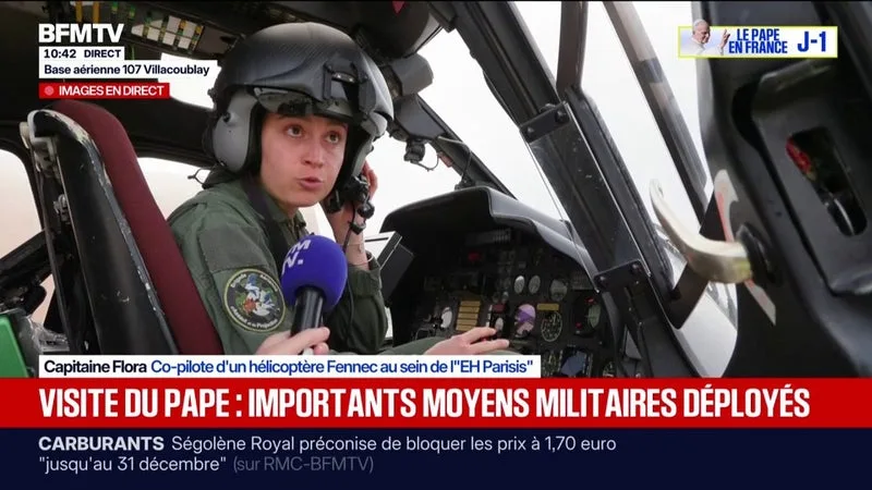 "Notre but, c'est de l'interception d'aéronef": BFMTV aux côtés d'une co-pilote d'hélicoptère mobilisée pour la visite du pape