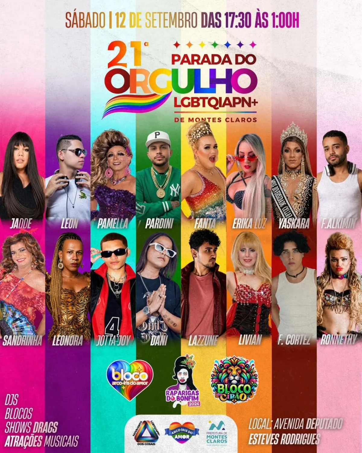 Parada do Orgulho LGBTQIAPN+ é realizada neste sábado em Montes Claros; veja programação