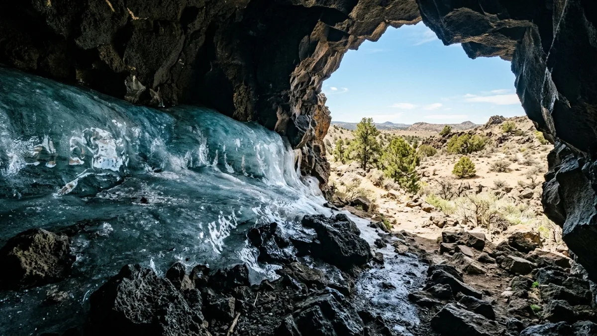 Uma caverna congelada a -0,6 °C que não derrete no calor do deserto e guarda camadas de gelo de até 6 metros de espessura